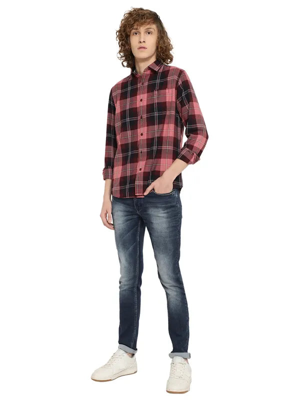 Mettle Men Tartan Checks Cotton Casual Shirt