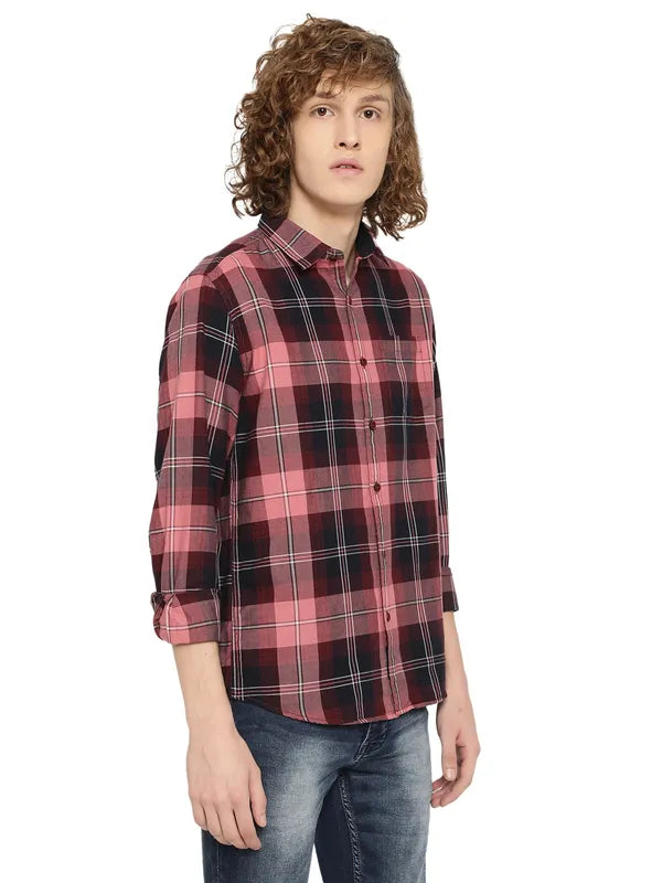 Mettle Men Tartan Checks Cotton Casual Shirt