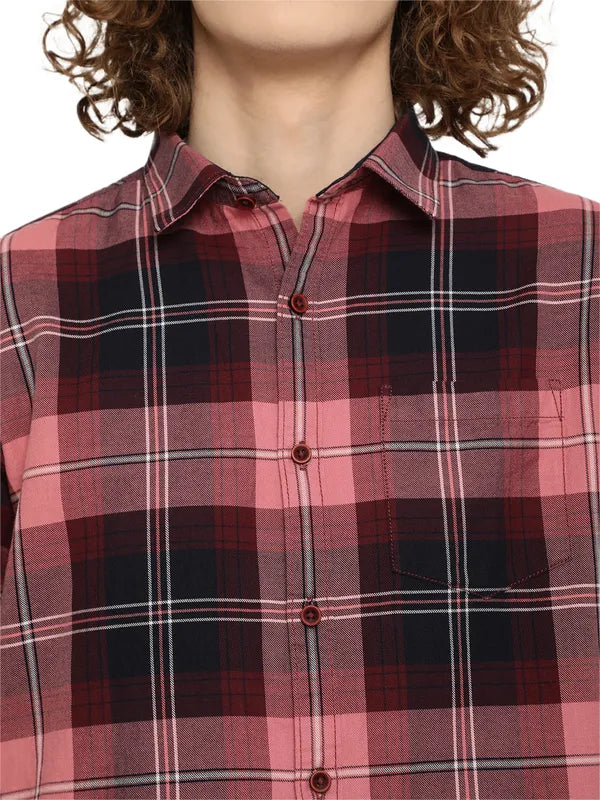 Mettle Men Tartan Checks Cotton Casual Shirt