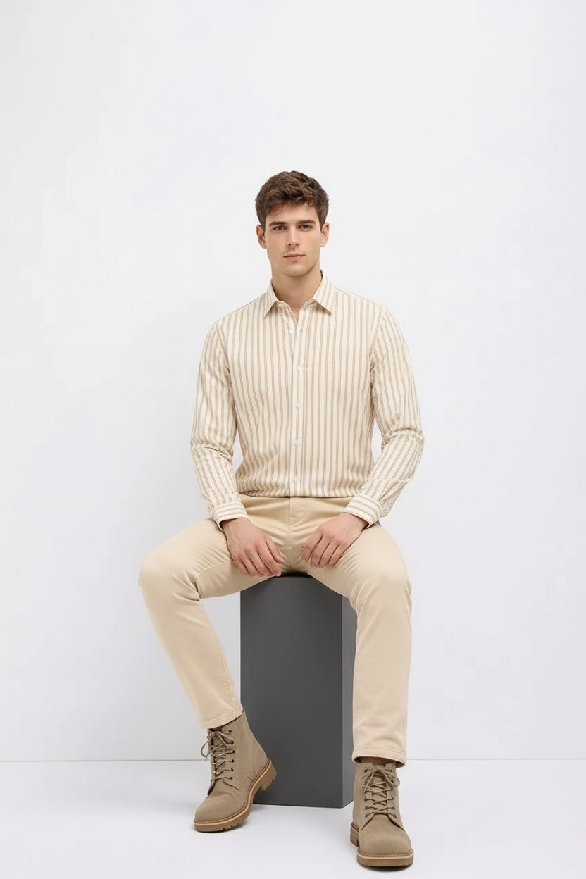 Men Natural Striped Casual Shirt