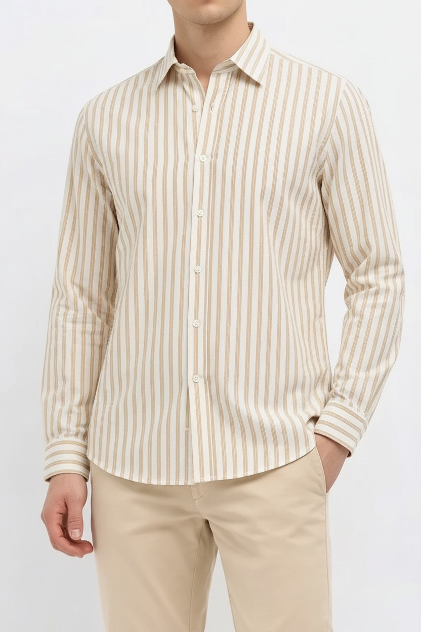 Men Natural Striped Casual Shirt