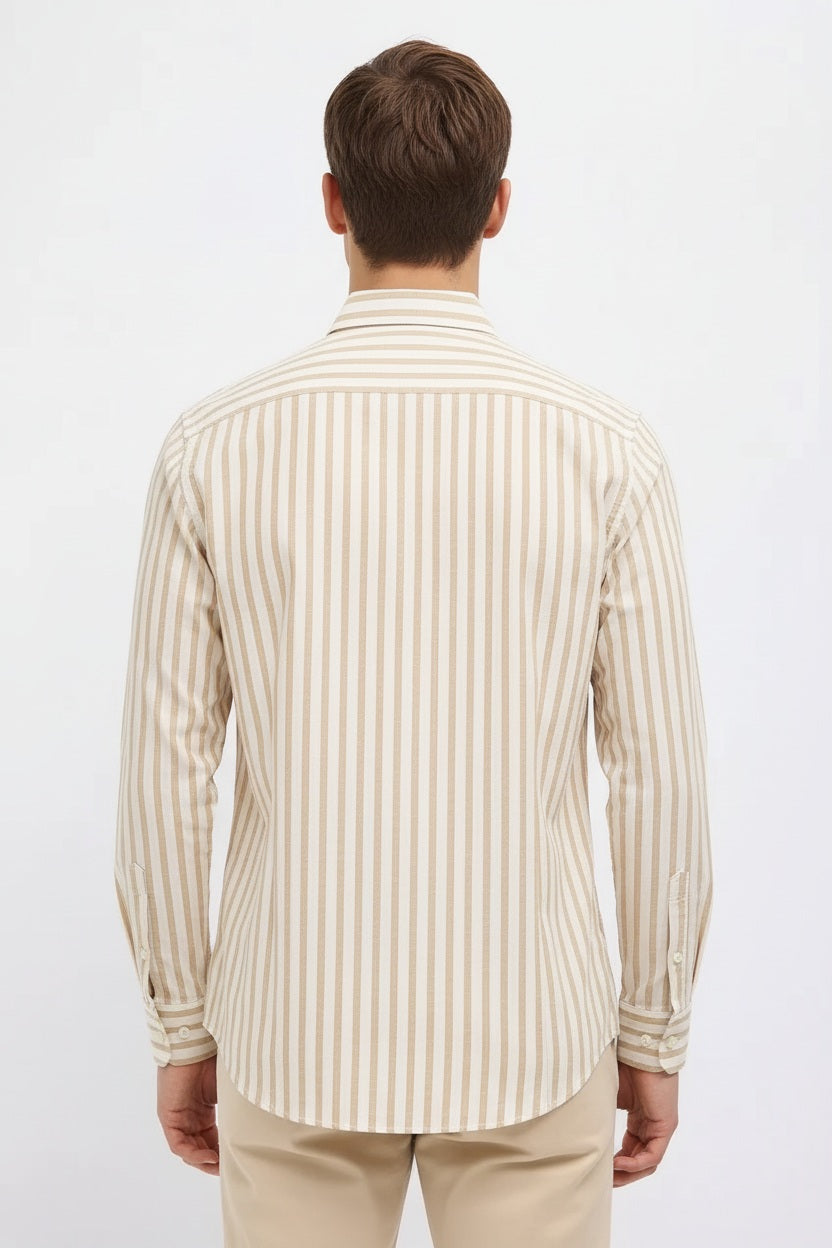 Men Natural Striped Casual Shirt