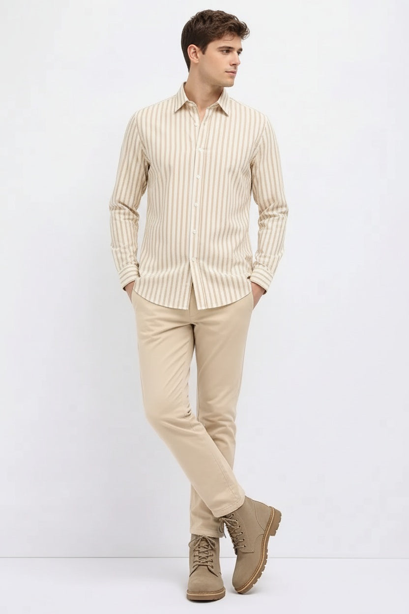 Men Natural Striped Casual Shirt