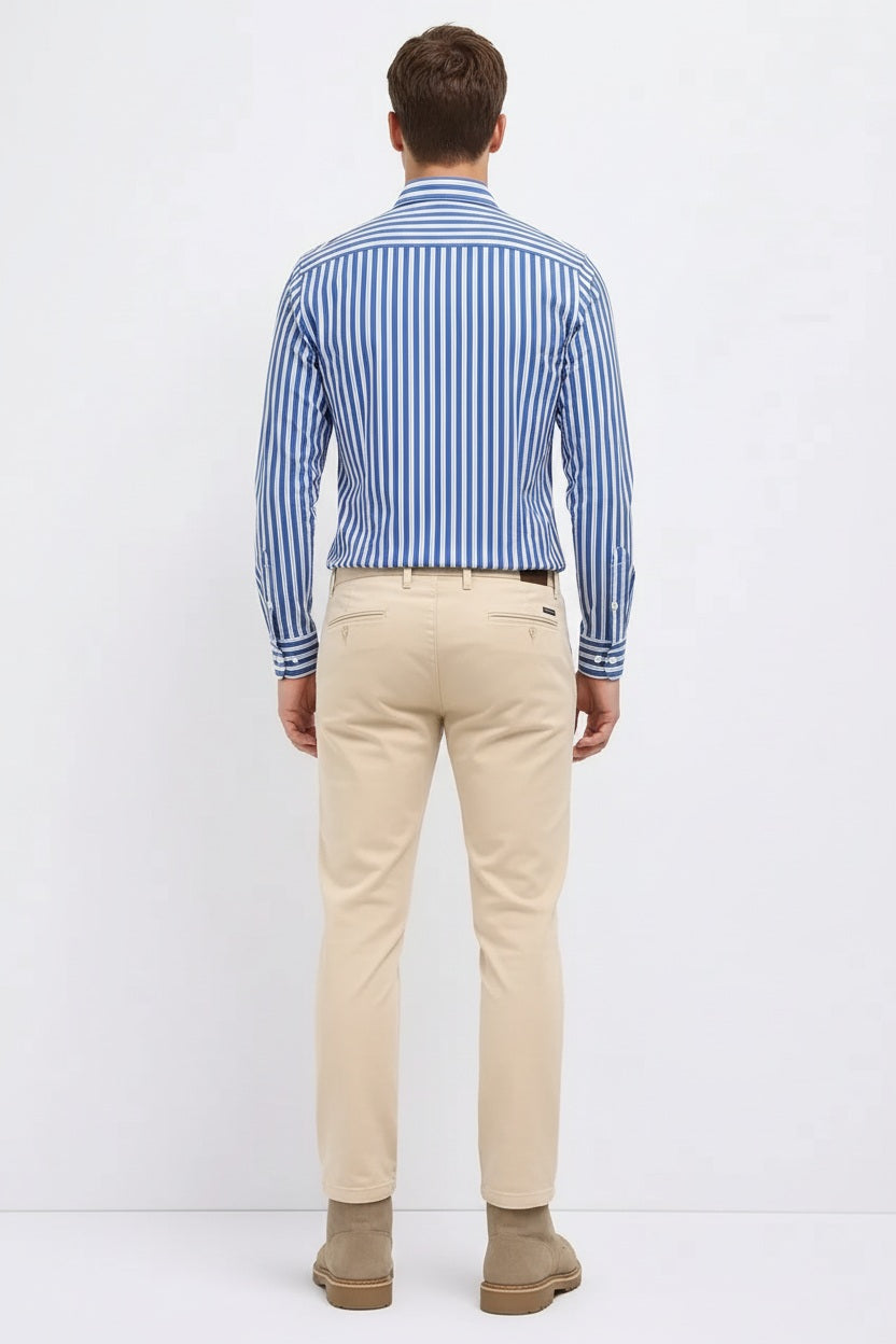 Men Oxford Blue Striped Casual Shirt