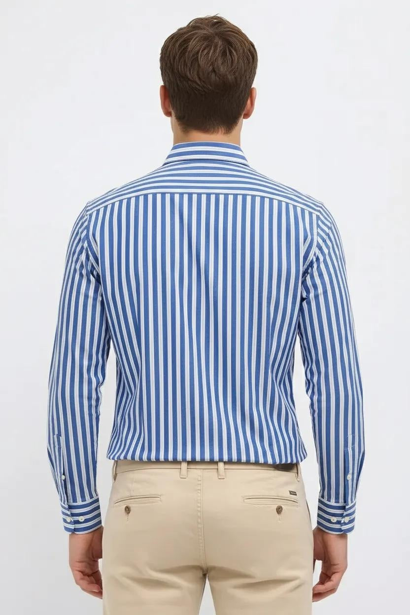 Men Oxford Blue Striped Casual Shirt