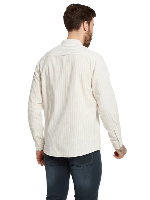 Mettle Men Opaque Striped Casual Shirt