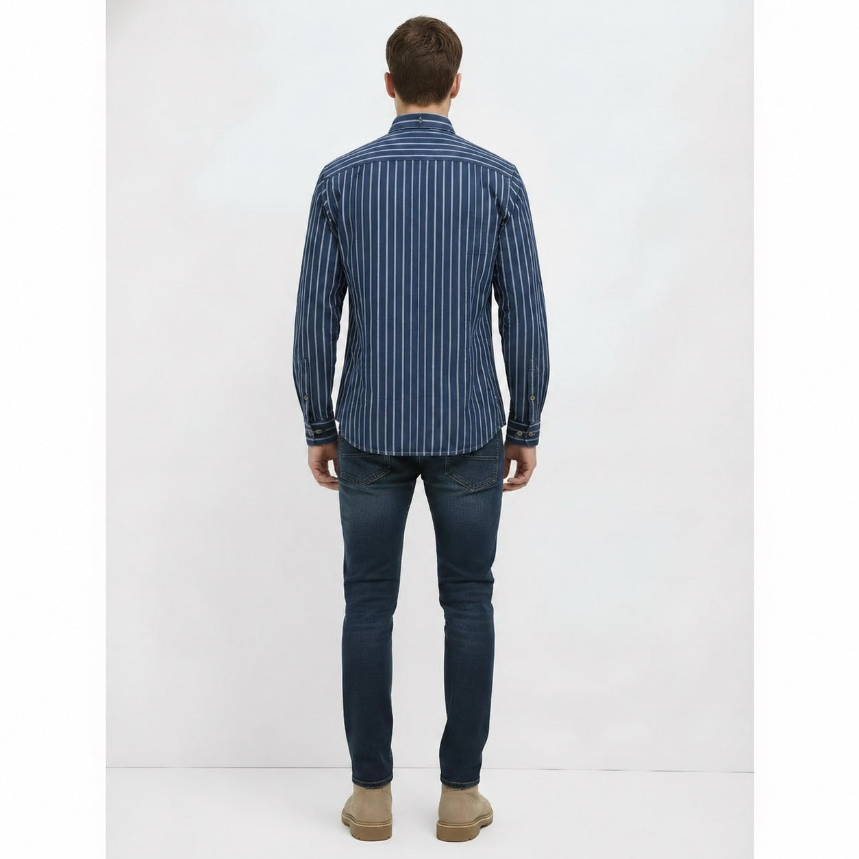 Men Indigo Striped Casual Shirt