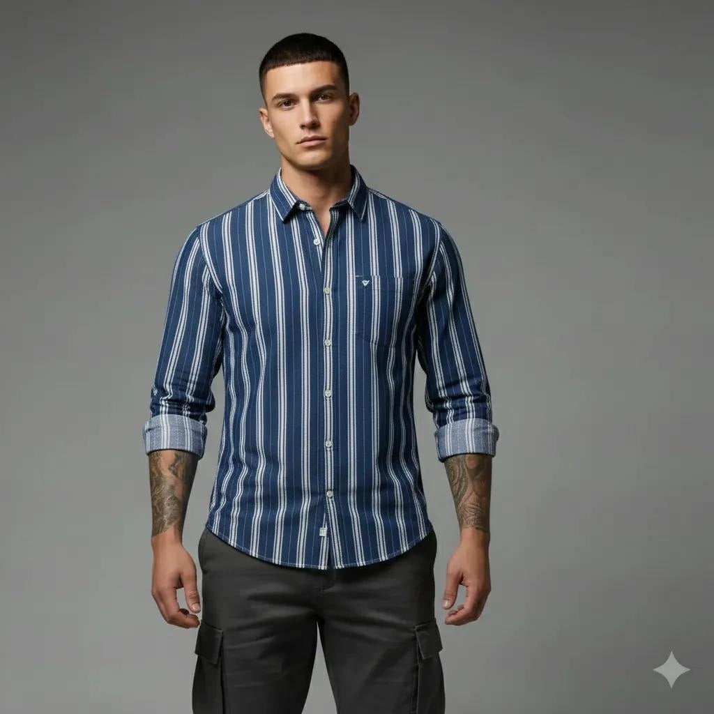 Men Ice Striped Casual Shirt
