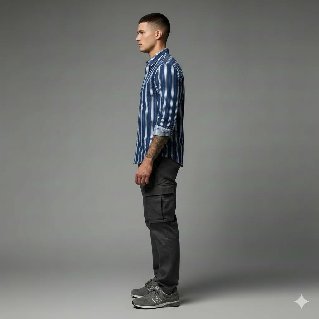Men Ice Striped Casual Shirt
