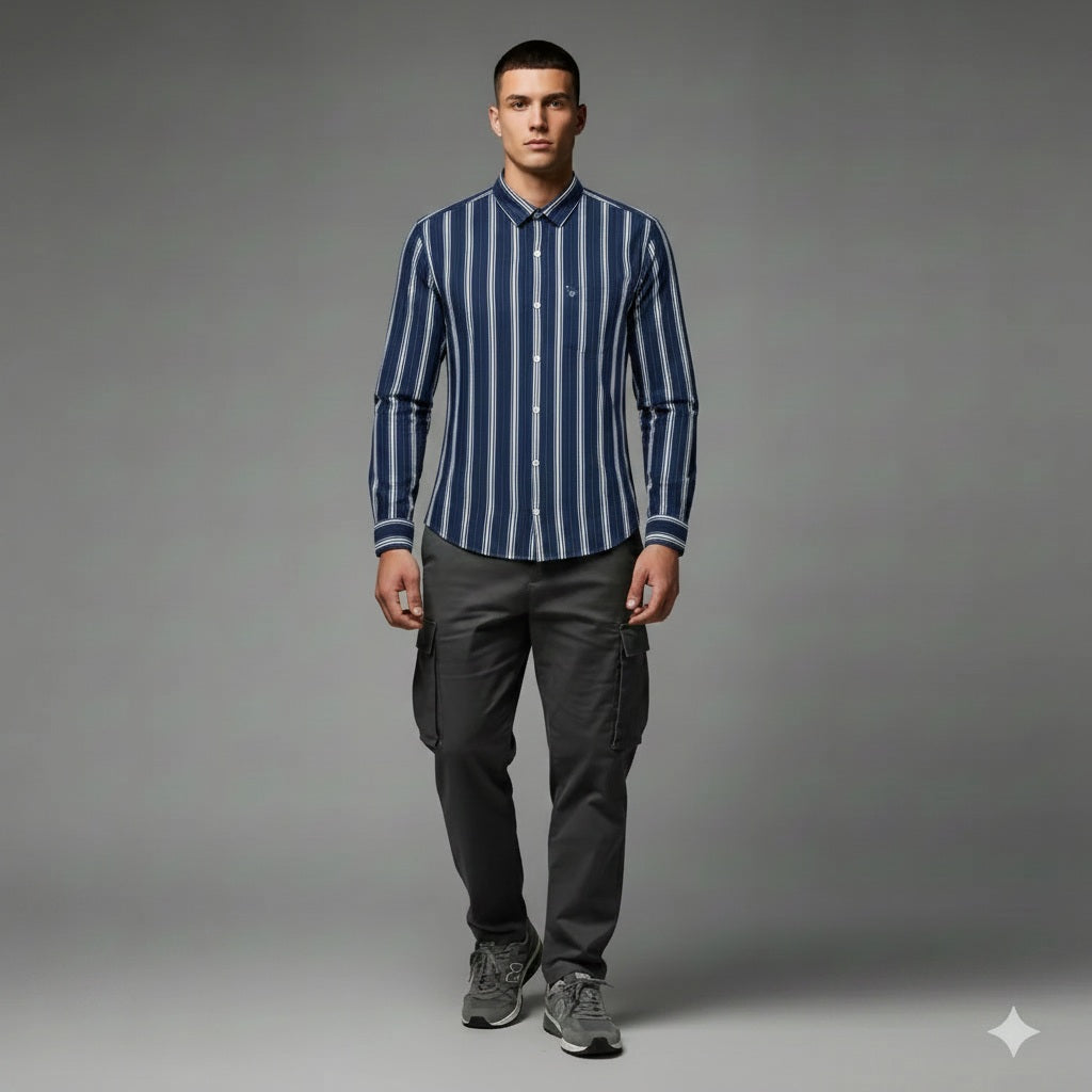 Men Ice Striped Casual Shirt