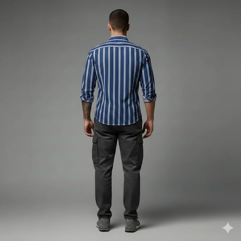 Men Ice Striped Casual Shirt