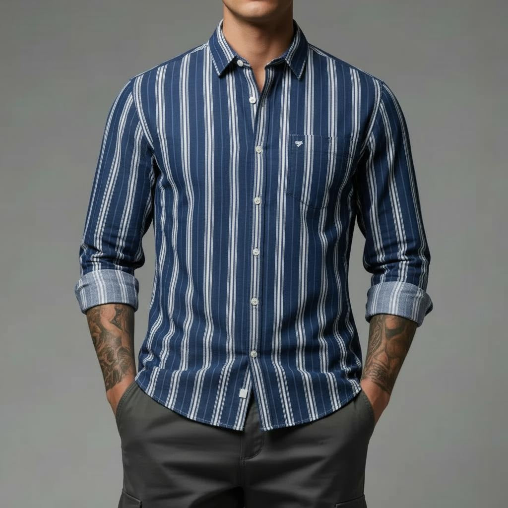 Men Ice Striped Casual Shirt