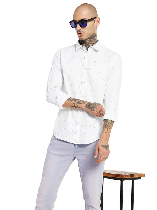 Mettle Conversational Printed Spread Collar Opaque Casual Shirt