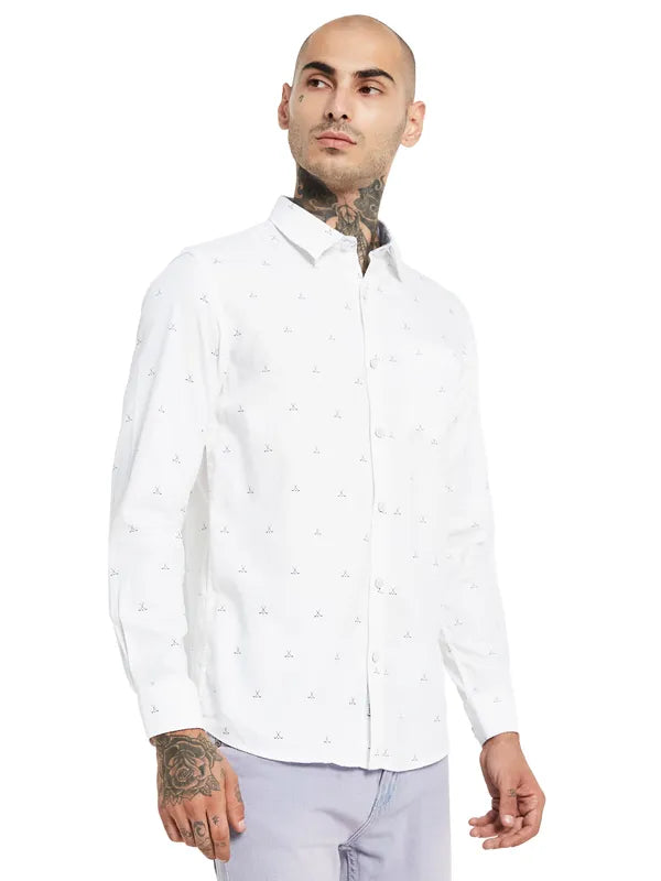 Mettle Conversational Printed Spread Collar Opaque Casual Shirt