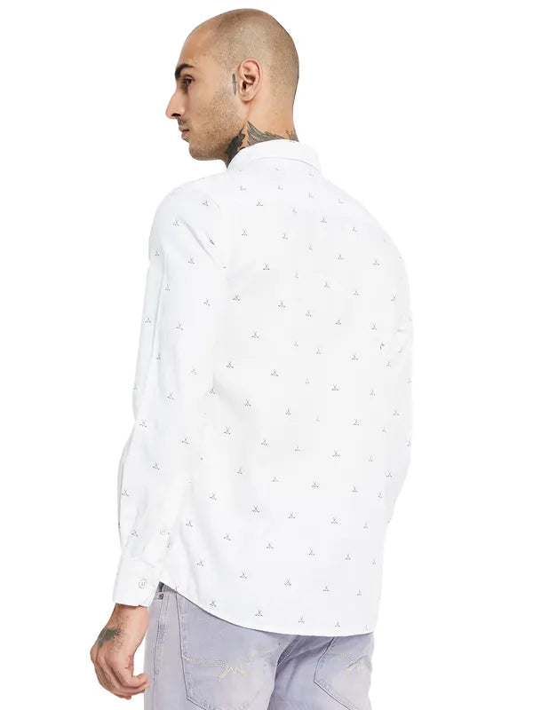 Mettle Conversational Printed Spread Collar Opaque Casual Shirt