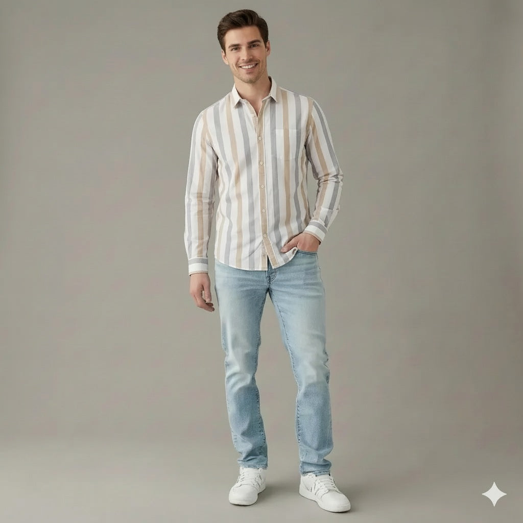 Men Natural Colourblocked Casual Shirt