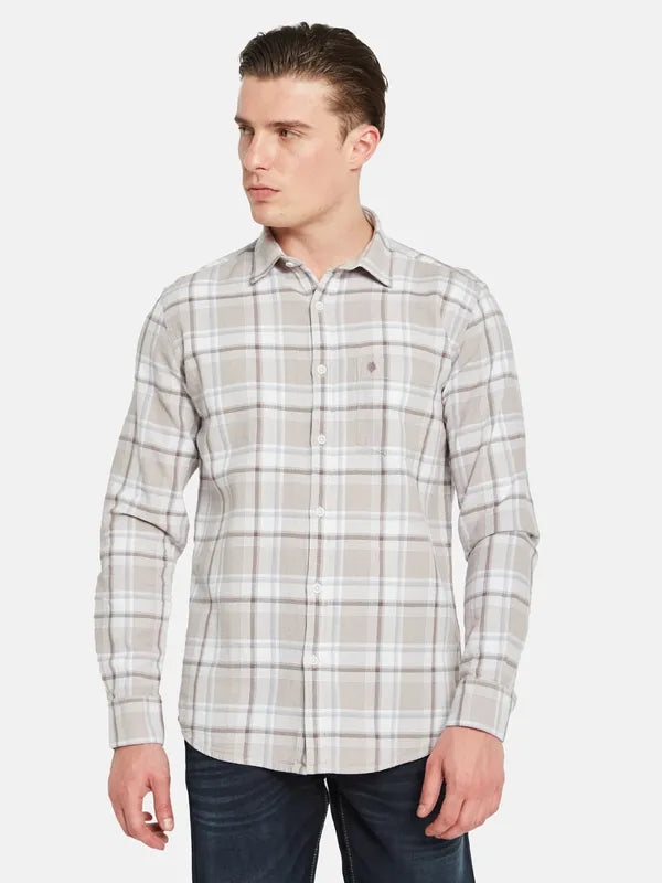 Mettle Tartan Checked Spread Collar Cotton Casual Shirt