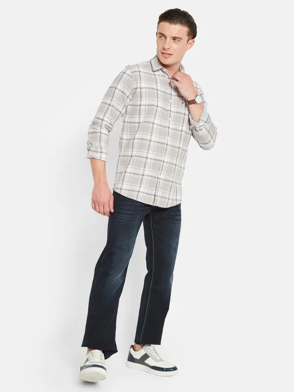 Mettle Tartan Checked Spread Collar Cotton Casual Shirt