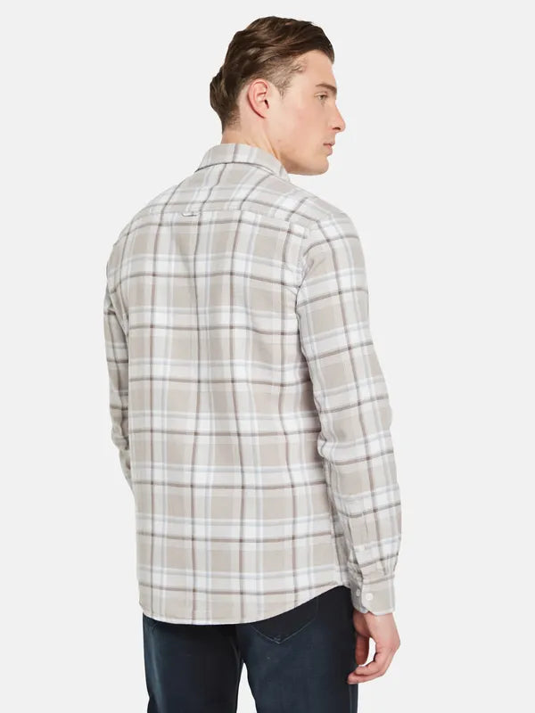 Mettle Tartan Checked Spread Collar Cotton Casual Shirt