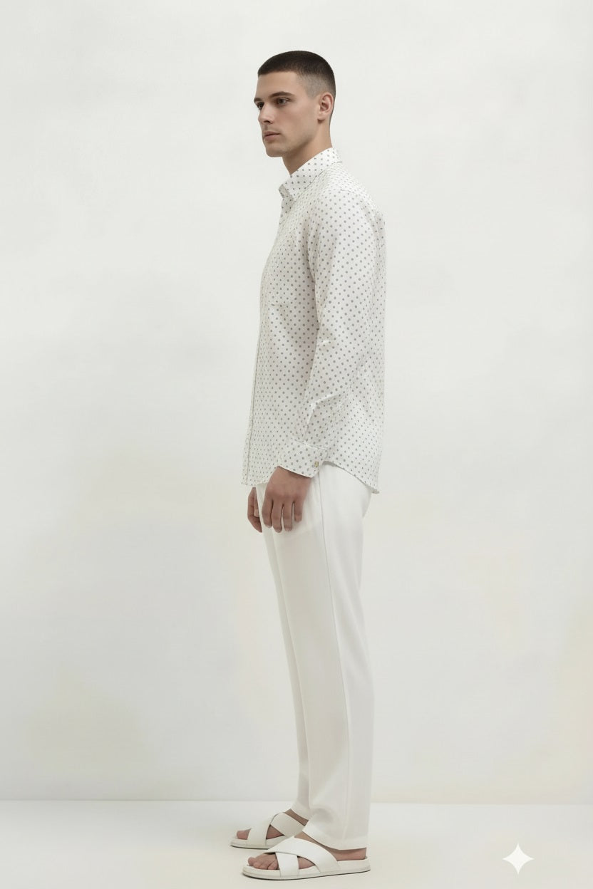 Men White Printed Casual Shirt