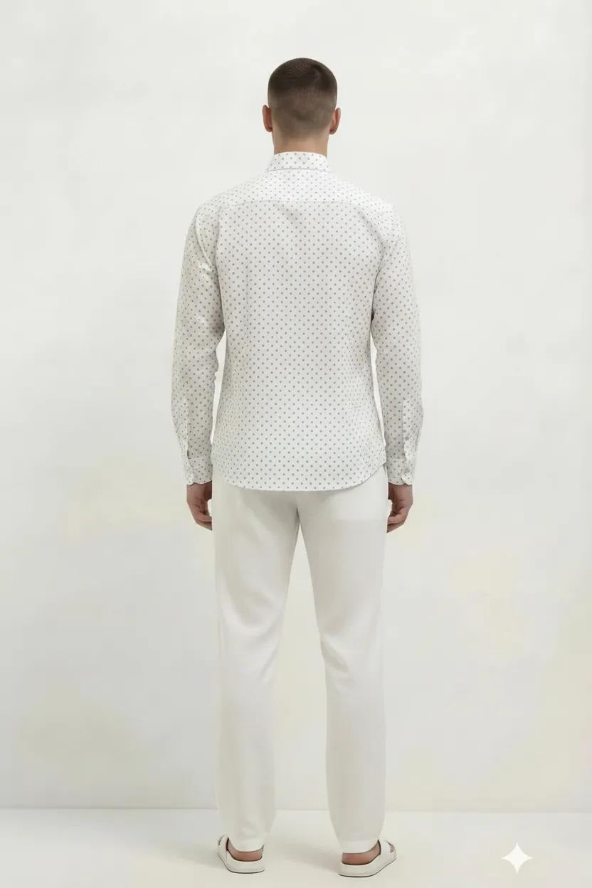 Men White Printed Casual Shirt