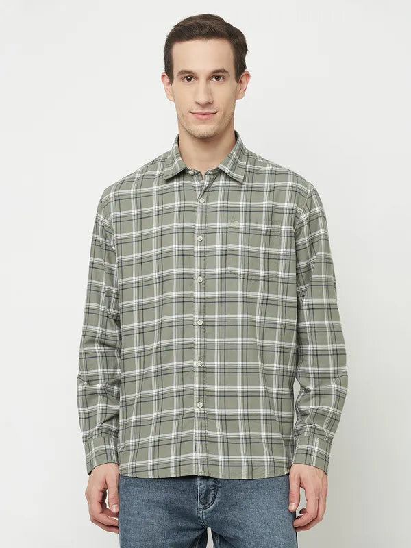 Mettle Men Grey Tartan Checks Checked Casual Shirt