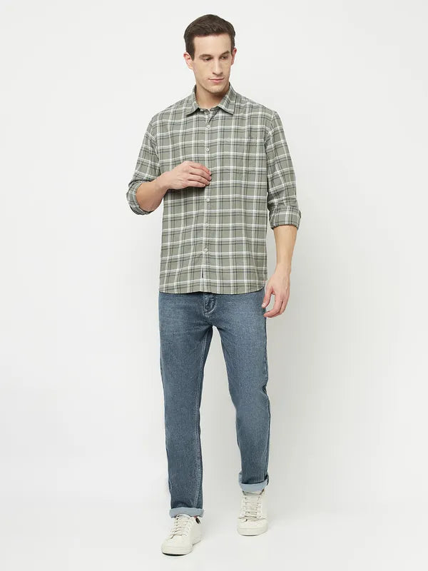 Mettle Men Grey Tartan Checks Checked Casual Shirt