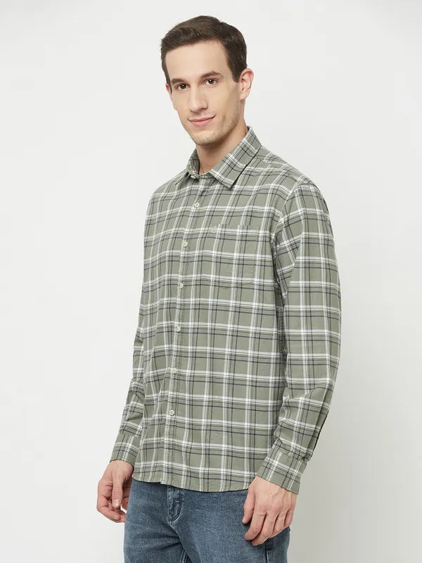 Mettle Men Grey Tartan Checks Checked Casual Shirt