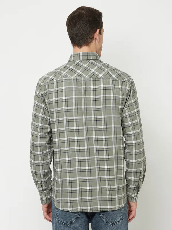 Mettle Men Grey Tartan Checks Checked Casual Shirt