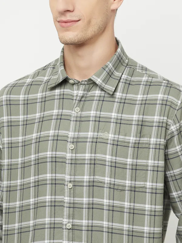 Mettle Men Grey Tartan Checks Checked Casual Shirt