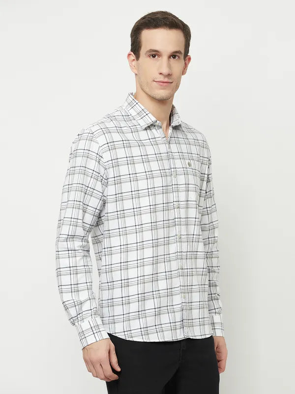 Mettle Men White Tartan Checks Checked Casual Shirt