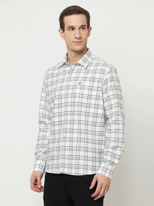 Mettle Men White Tartan Checks Checked Casual Shirt