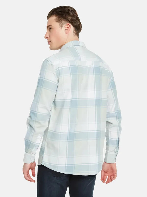 Mettle Tartan Checked Spread Collar Cotton Casual Shirt