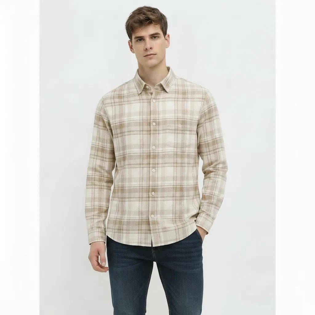 Men Natural Checked Casual Shirt