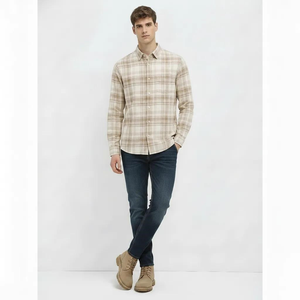 Men Natural Checked Casual Shirt