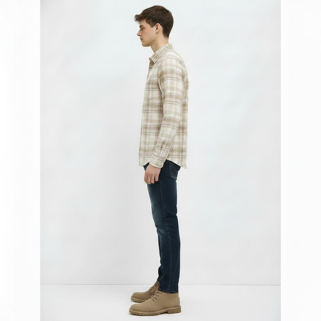 Men Natural Checked Casual Shirt