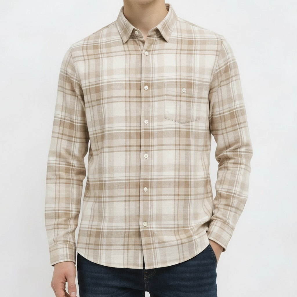 Men Natural Checked Casual Shirt