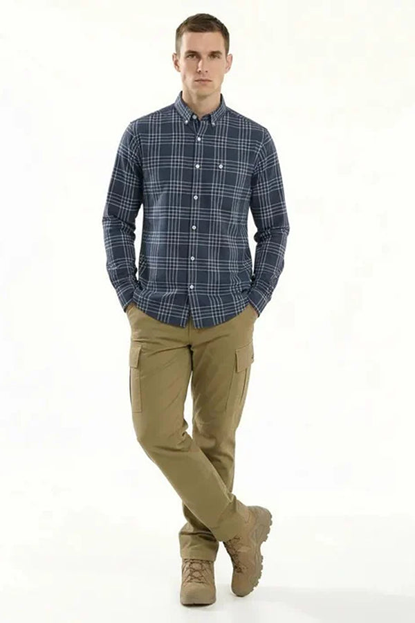 Men Checked Polo Neck Shirt