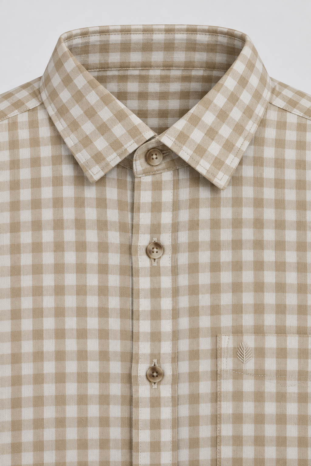 Men’s Regular Fit Corduroy Check Shirt – Beige Full Sleeve Casual Shirt