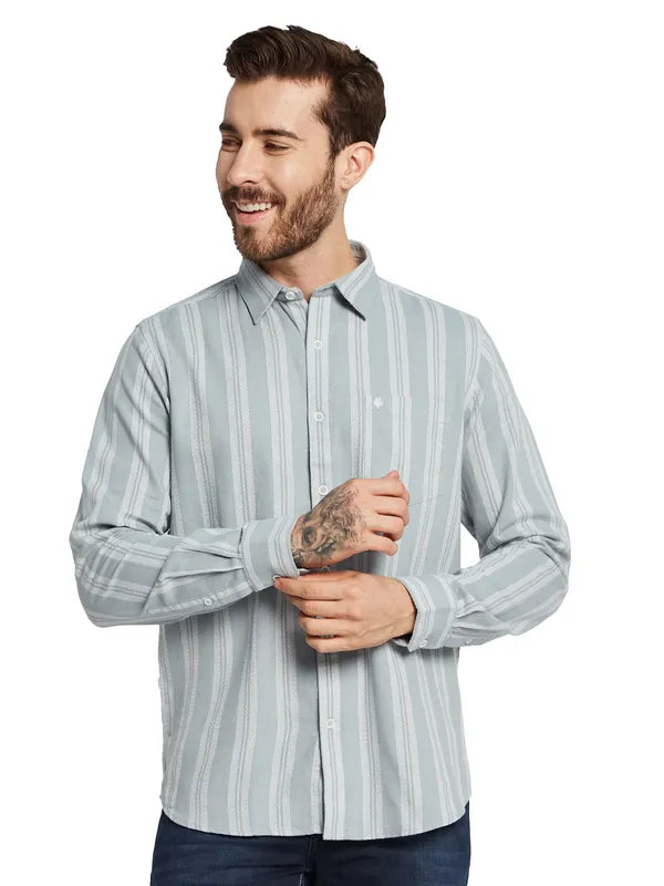 Mettle Men Opaque Striped Casual Shirt