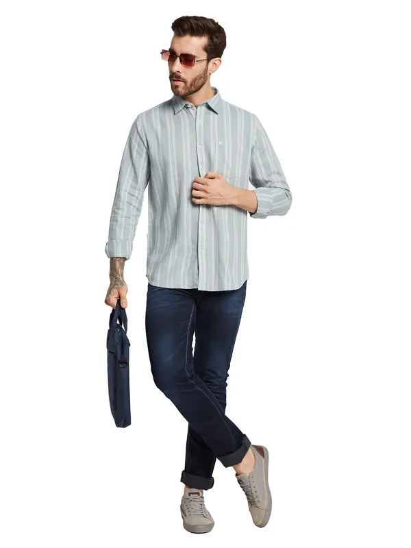 Mettle Men Opaque Striped Casual Shirt