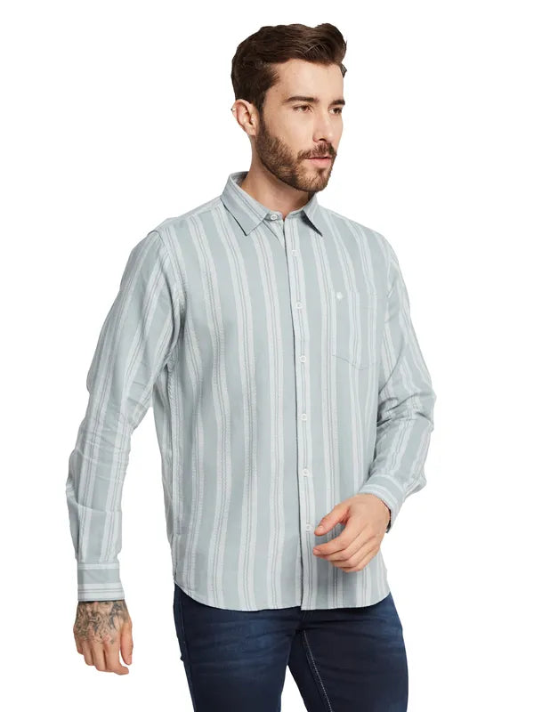 Mettle Men Opaque Striped Casual Shirt