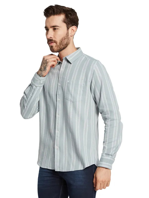 Mettle Men Opaque Striped Casual Shirt