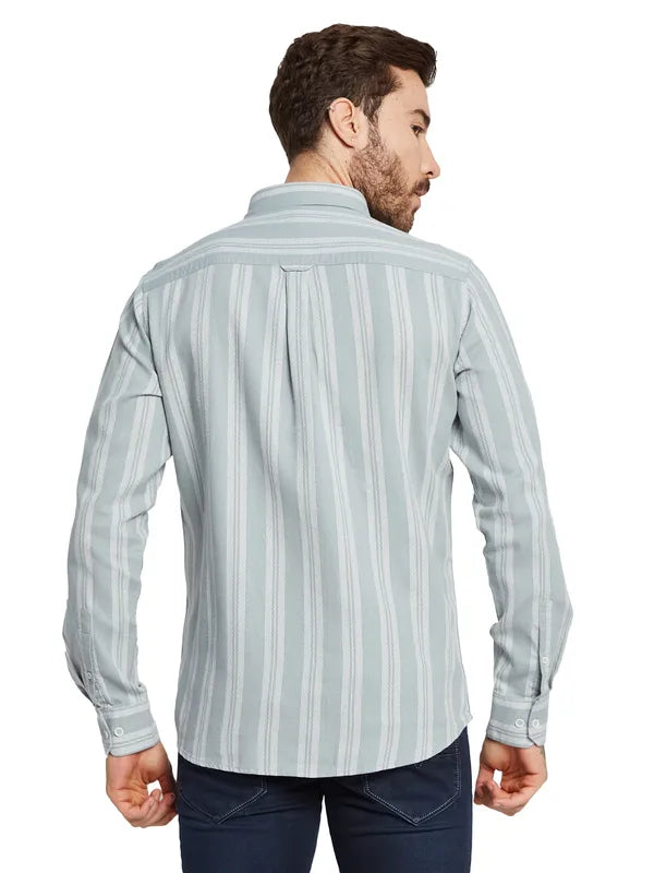 Mettle Men Opaque Striped Casual Shirt