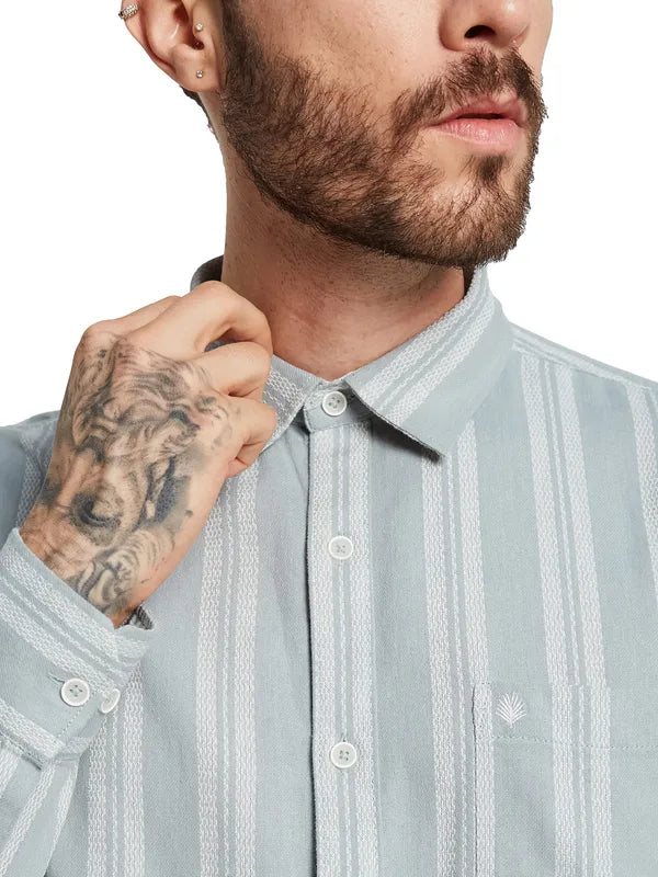 Mettle Men Opaque Striped Casual Shirt