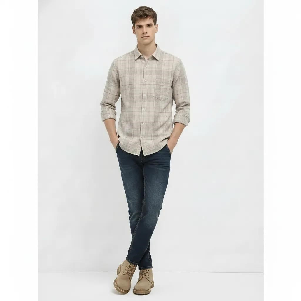 Men Fern Checked Casual Shirt