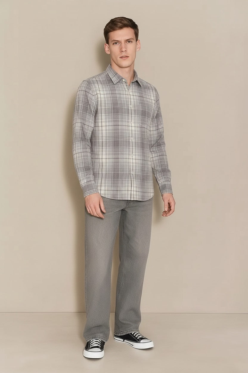 Men Sky Checked Casual Shirt