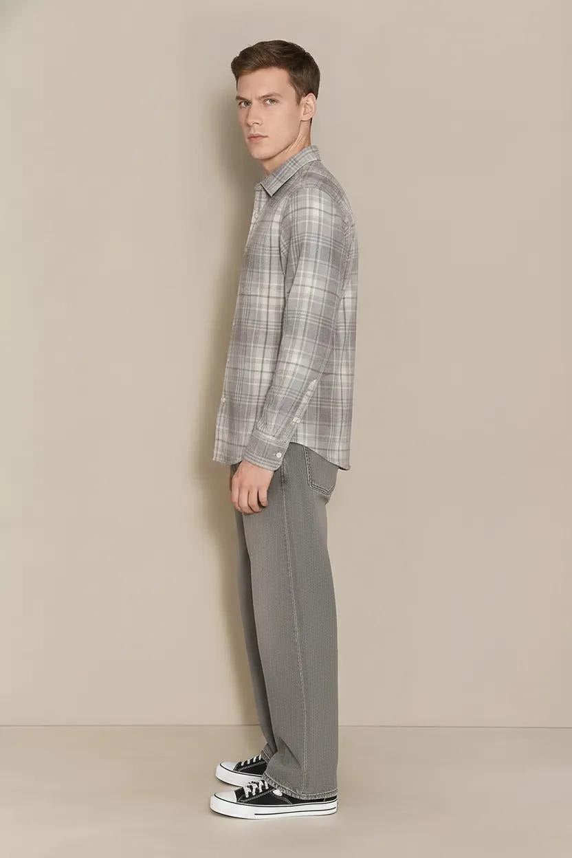 Men Sky Checked Casual Shirt