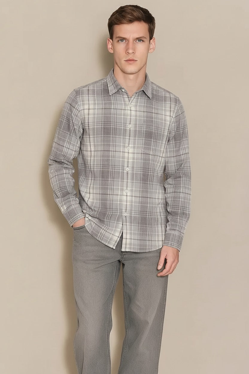Men Sky Checked Casual Shirt