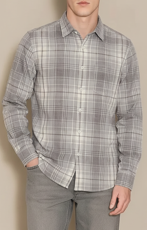 Men Sky Checked Casual Shirt